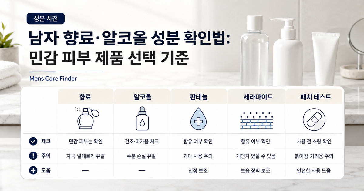 민감 피부를 위한 향료와 알코올 성분표 확인 이미지