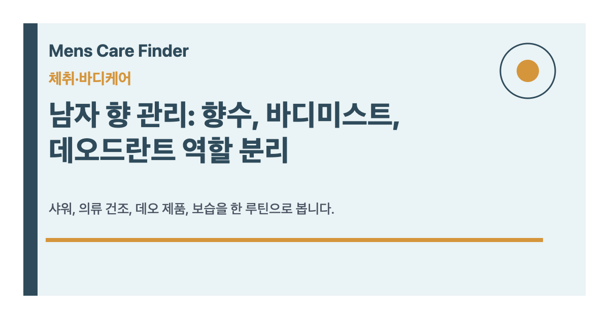 남자 향 관리: 향수, 바디미스트, 데오드란트 역할 분리