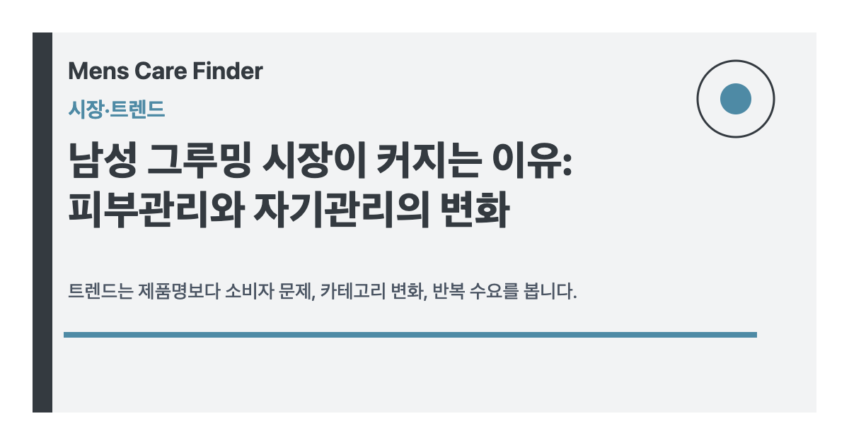 남성 그루밍 시장이 커지는 이유: 피부관리와 자기관리의 변화 요약 이미지