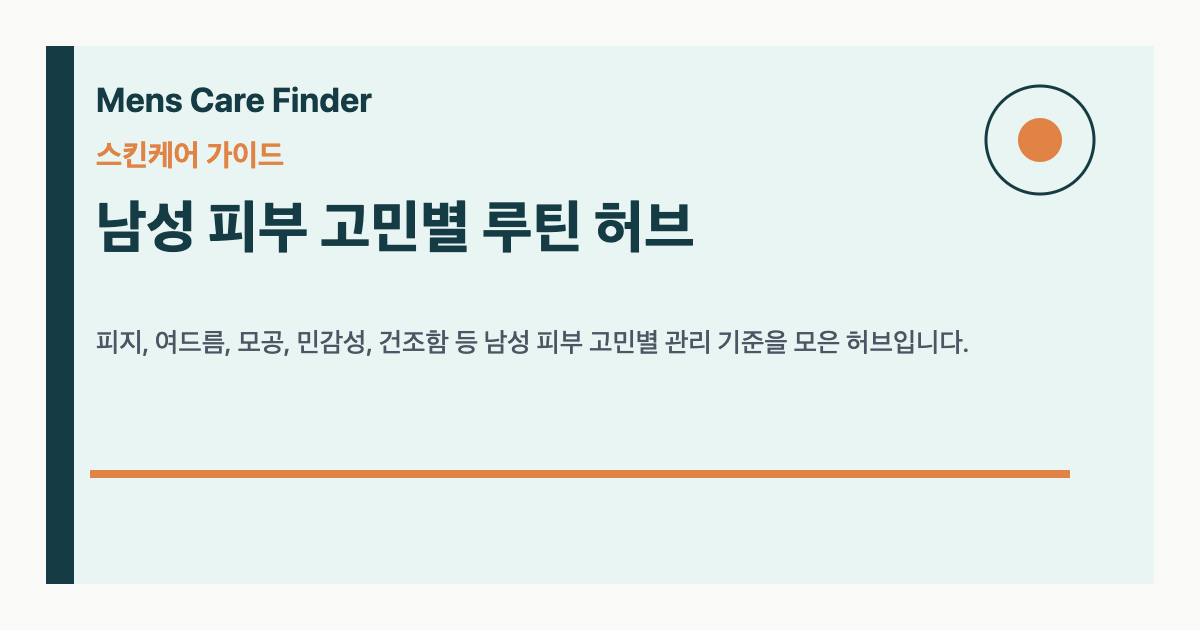 남성 피부 고민별 루틴 허브 요약 이미지