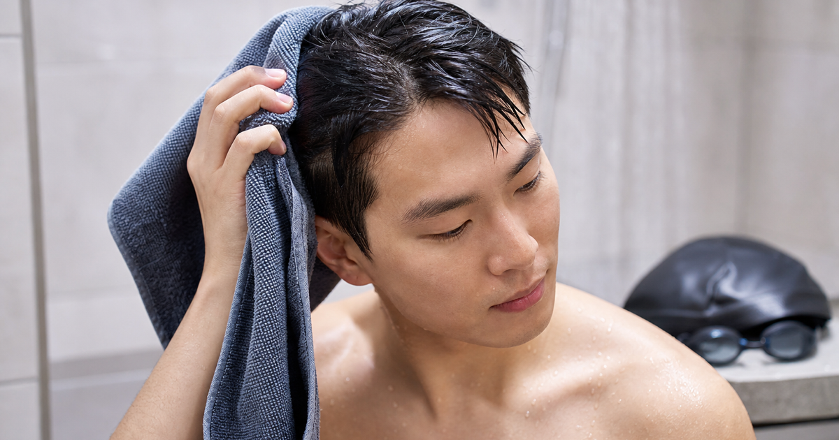 남자 수영 후 두피 염소 헹굼 본문 체크 이미지