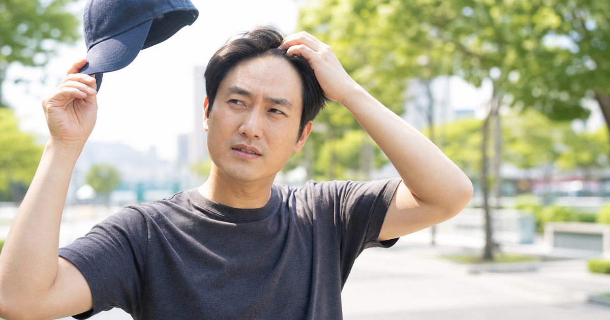 남자 모자 착용 후 두피 가려움 기준: 땀 찬 날 진정 관리법 두피·헤어케어 살펴볼 점 루틴 요약 이미지