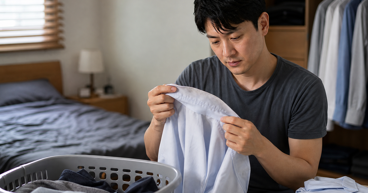 남자 목 땀 냄새 셔츠 칼라 본문 체크 이미지