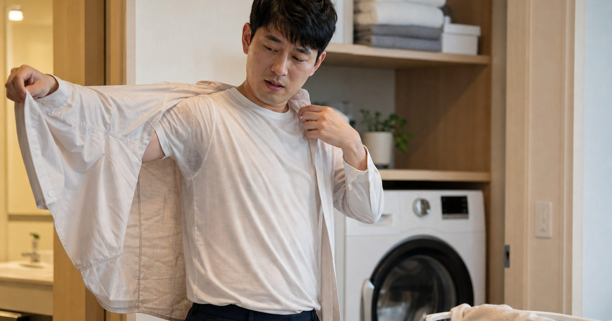 남자 셔츠 땀냄새 세탁 전 관리 본문 체크 이미지