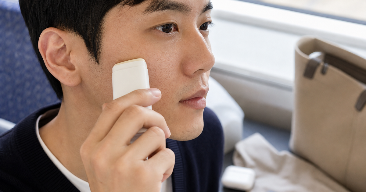 남자 선스틱 출근길 덧바르기 본문 체크 이미지