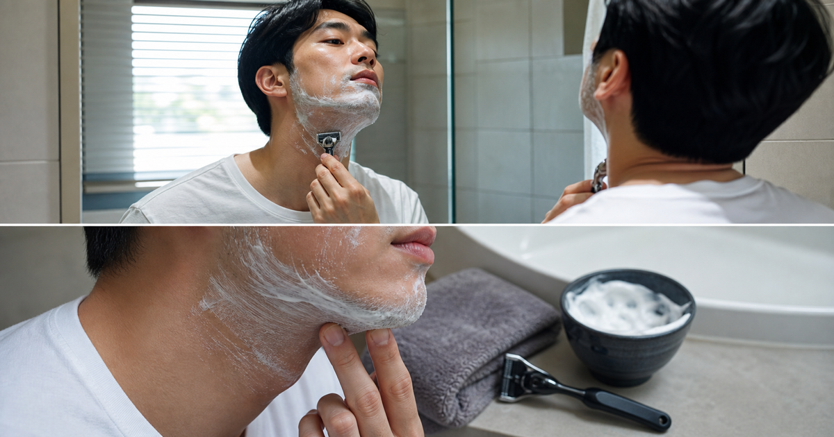 남자 턱밑 면도 결 방향 본문 체크 이미지