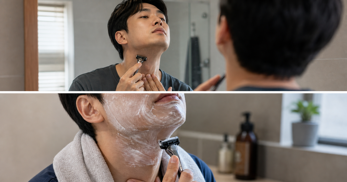 남자 턱밑 면도 결 방향 기준: 목 자극 줄이는 확인법