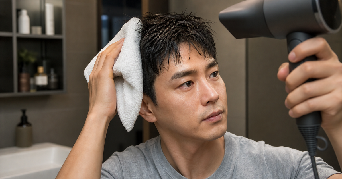 남자 운동 후 두피 땀 말리기 본문 체크 이미지