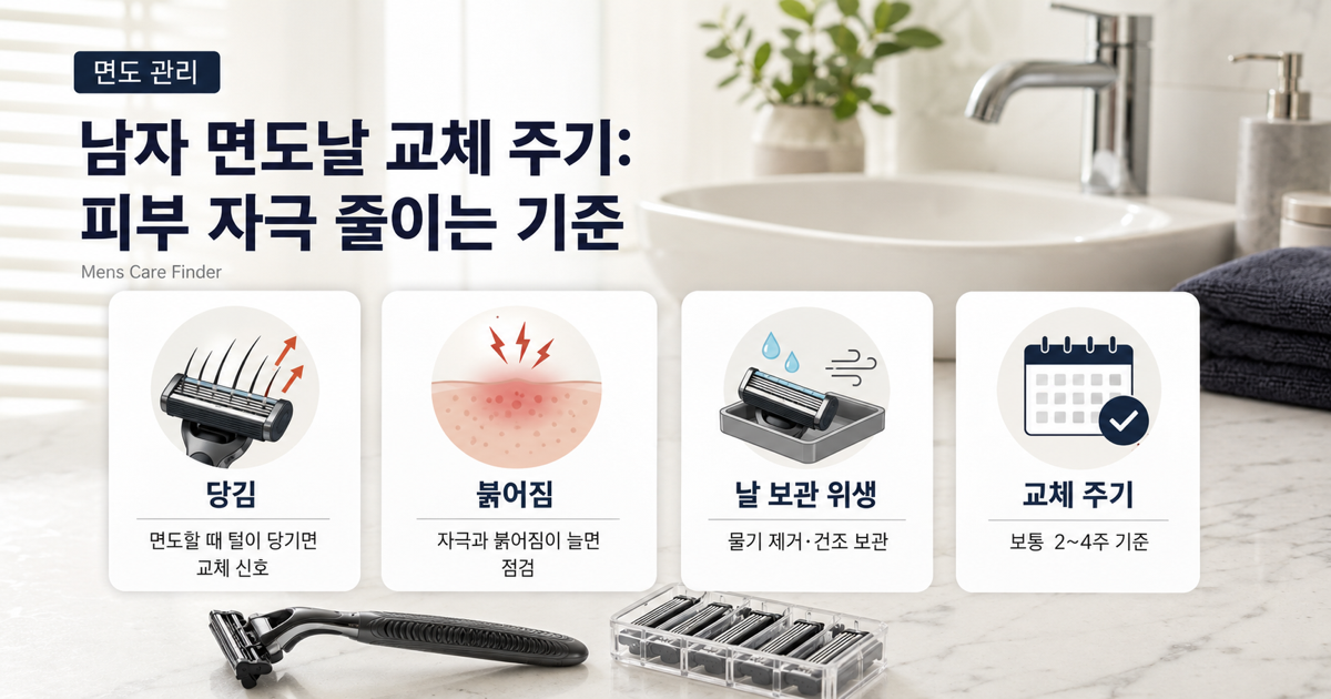남성 면도날 교체와 면도 자극 관리 체크 이미지