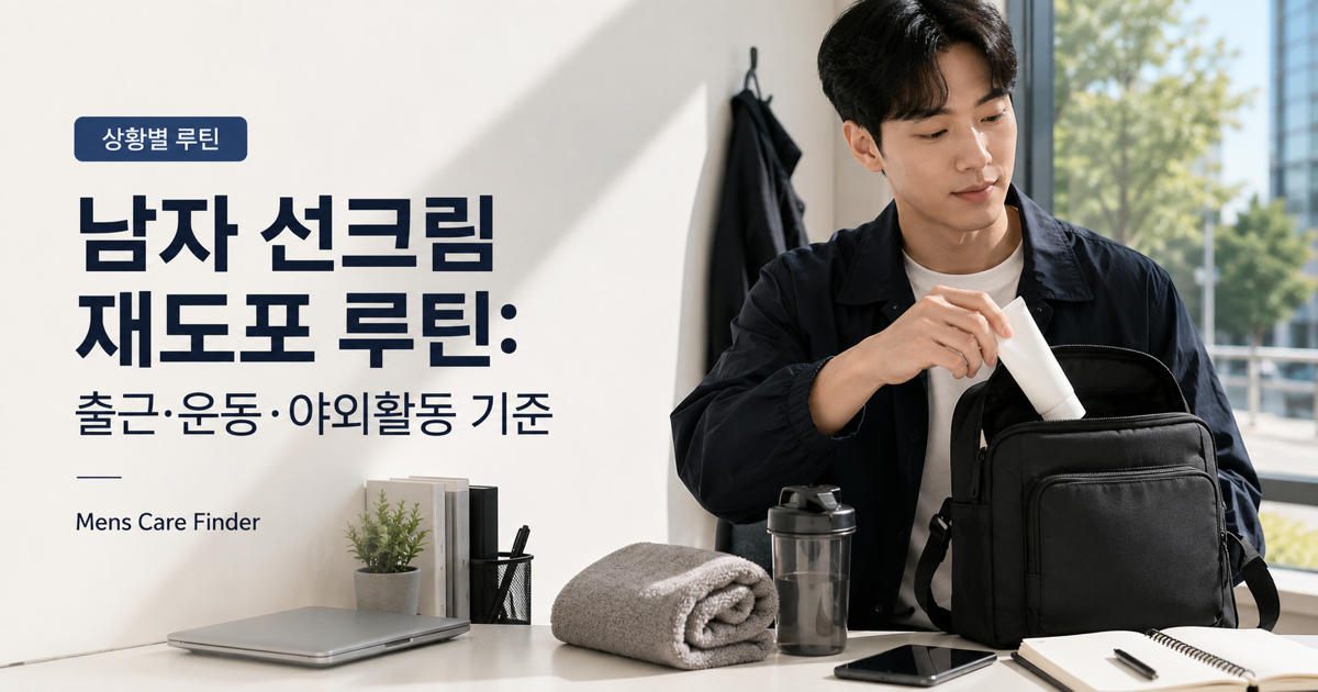 남자 선크림 재도포 루틴: 출근·운동·야외활동 기준