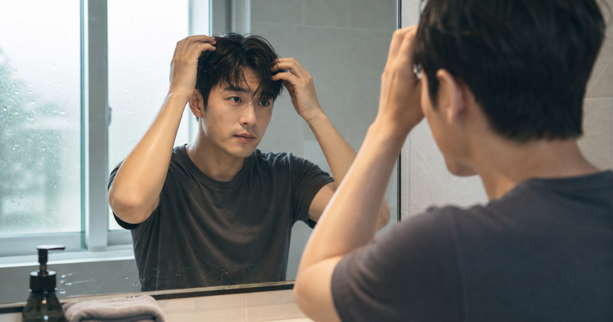 남자 장마철 앞머리 두피 기름 기준: 축 처짐 줄이는 세정·건조 루틴 대표 이미지