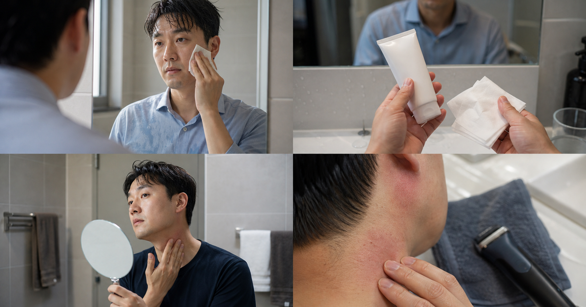 남자 목 뒤 면도 잔털 트러블 관리 본문 체크 이미지