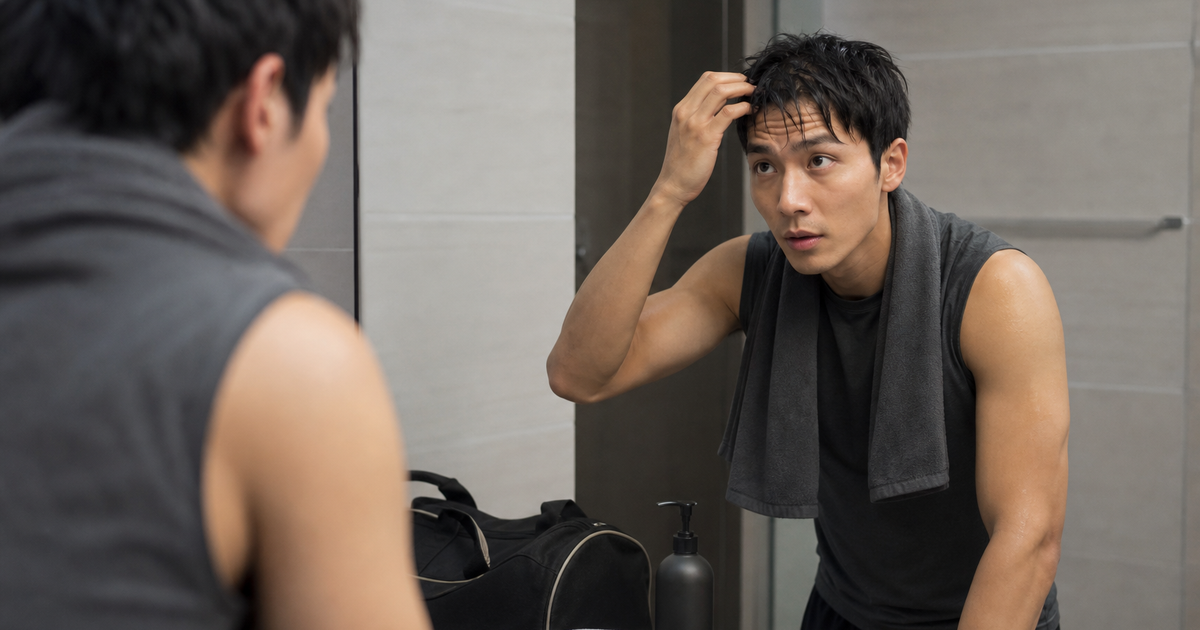 남자 운동 후 두피 땀 샴푸 타이밍 기준: 냄새와 가려움 줄이는 세정 루틴 두피·헤어케어 살펴볼 점 루틴 요약 이미지