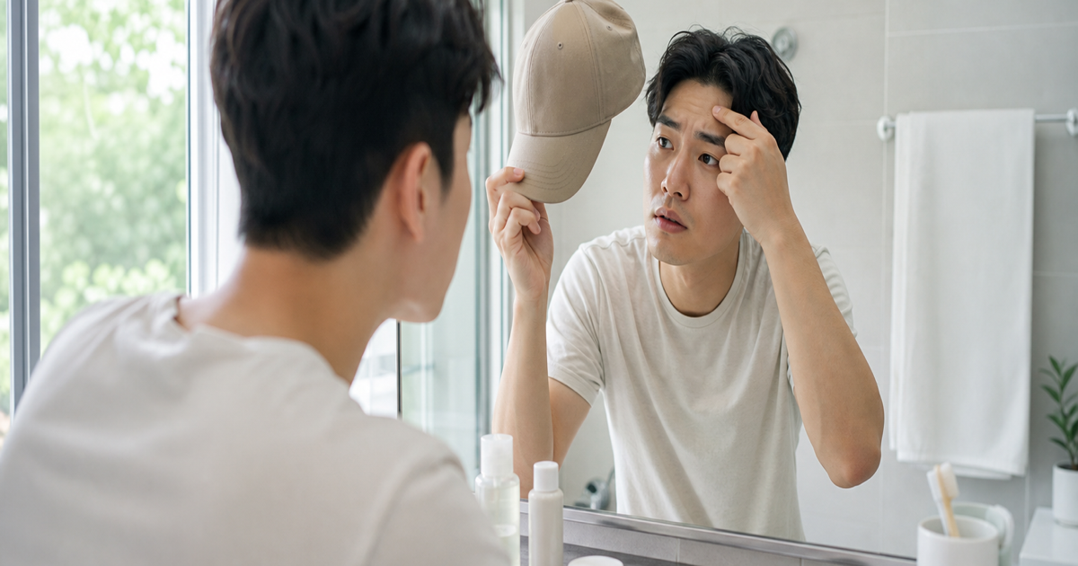 남자 여름 모자 이마 트러블 관리 기준: 땀·마찰 줄이는 세안 루틴 대표 이미지